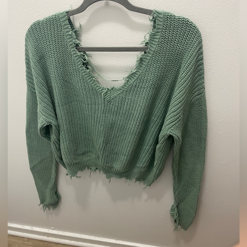 Teal Crop Sweater